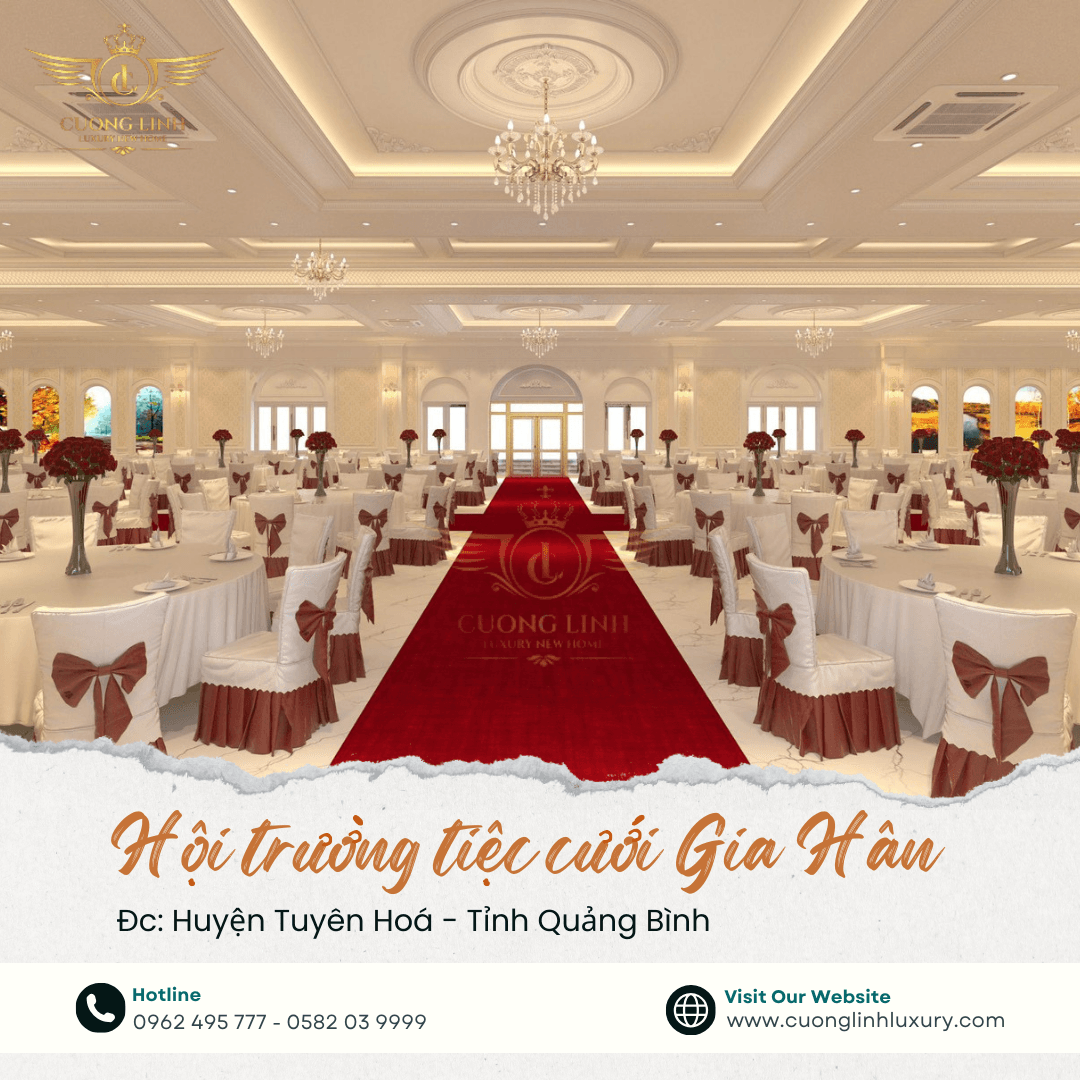 Tiết lộ vẻ đẹp tuyệt vời của hội trường tiệc cưới tân cổ điển Thiết Kế Thi Công Cường Linh Luxury