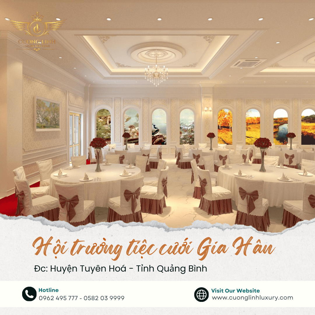 Tiết lộ vẻ đẹp tuyệt vời của hội trường tiệc cưới tân cổ điển Thiết Kế Thi Công Cường Linh Luxury