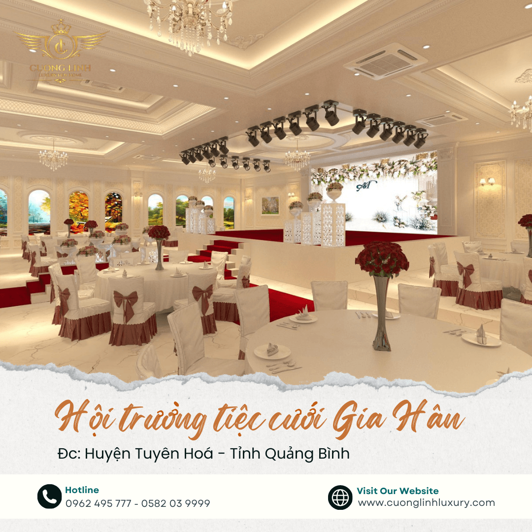 Tiết lộ vẻ đẹp tuyệt vời của hội trường tiệc cưới tân cổ điển Thiết Kế Thi Công Cường Linh Luxury