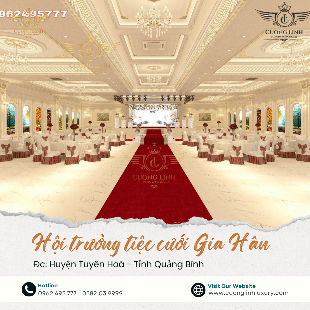 Tiết lộ vẻ đẹp tuyệt vời của hội trường tiệc cưới tân cổ điển Thiết Kế Thi Công Cường Linh Luxury