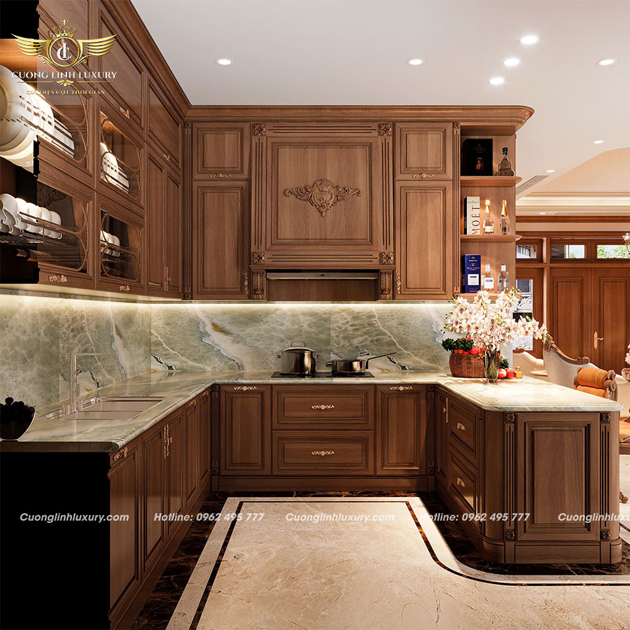 Biệt thự tân cổ điển tại Hà Tĩnh của nhà chị Hằng - không gian sống đậm dấu ấn nghệ thuật 11 Phòng bếp