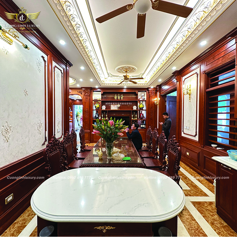 Ứng dụng phào chỉ trong biệt thự tân cổ điển giúp khẳng định phong cách sống thượng lưu 10 Phòng bếp và phòng ăn – Ấm cúng nhưng tinh tế